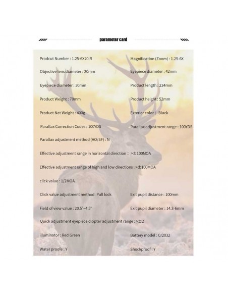 Puškohled HR 1,25-6x20 IR