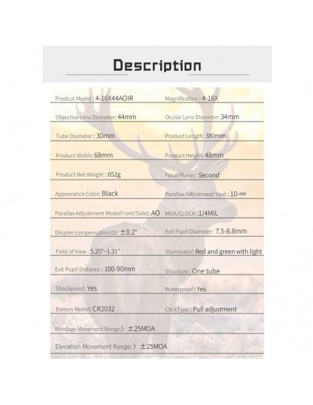 Puškohled TF 4-16x44 AOIR