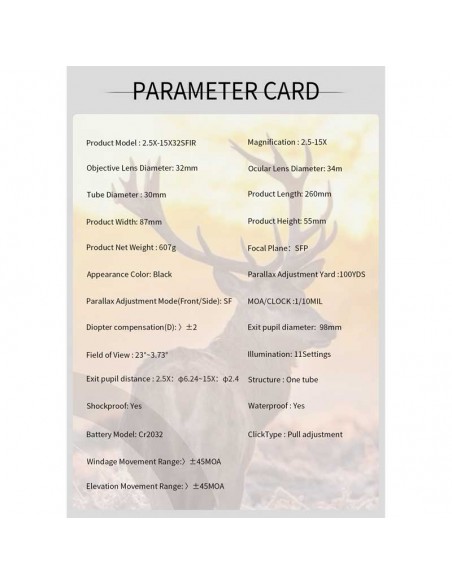 Puškohled AR 2,5-15x32 SFIR HFT