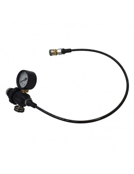 Filling hosepipe with manometer, valve and quick coupling