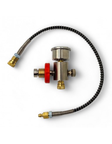 Filling system with pressure gauge, valve and...