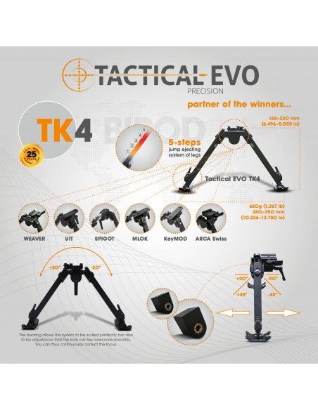 Bipod TACTICAL TK4 6,5-9" (WEAVER-LOCK)